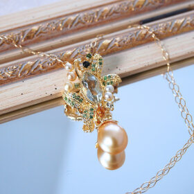 K18 南洋ゴールデンパール ペンダントブローチ10.0mm