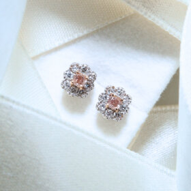 PT/K18PGピンクダイヤモンドピアス0.101ct/0.10ct