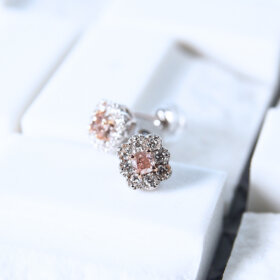PT/K18PGピンクダイヤモンドピアス0.101ct/0.10ct