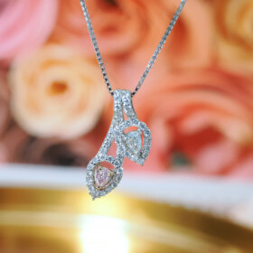 PT/K18PG ブルー・ピンクダイヤモンド プチネックレス 0.122ct