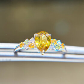 【秋色ファイア♪】非加熱天然スフェーン0.82ct　S925フリーサイズリング 秋色ファイア♪】非加熱天然スフェーン0.82ct S925フリーサイズ