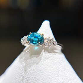 phool ブルージルコン　リング ブルージルコン ダイヤモンドリング ZI 5.85ct D 0.54ct Pt900 日独