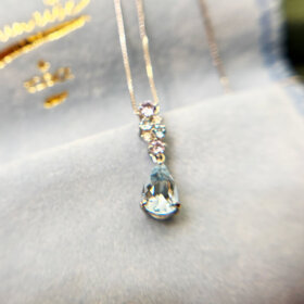 K14WGアクアマリンプチネックレス K14WGアクアマリンプチネックレス K14WGアクアマリンプチネックレス