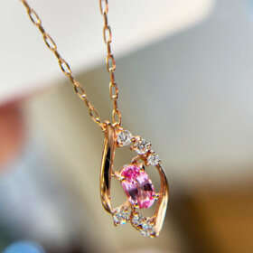 K18/PGパパラチアサファイアプチネックレス0.217ct_10万円均一