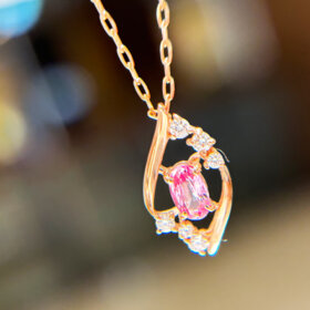K18/PGパパラチアサファイアプチネックレス0.217ct_10万円均一
