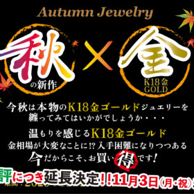 延長決定。2025年11月3日まで!!秋の新作×K18金ゴールドジュエリー